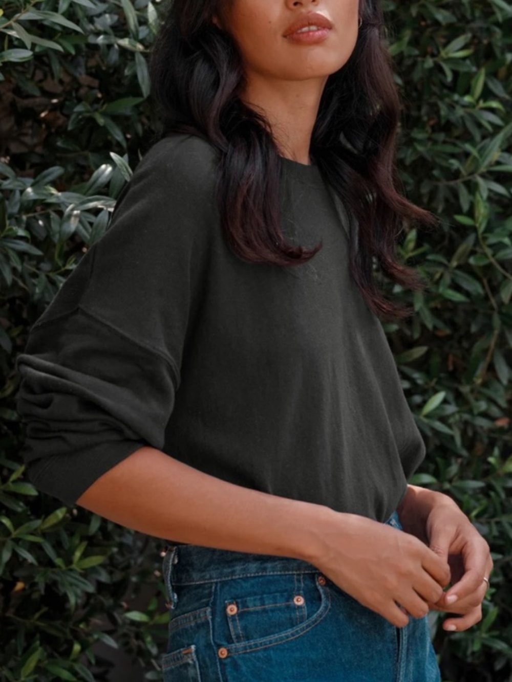 Jenni Kayne Boyfriend Long Sleeve Tee in Black Sz XXS - Picture 2 of 11